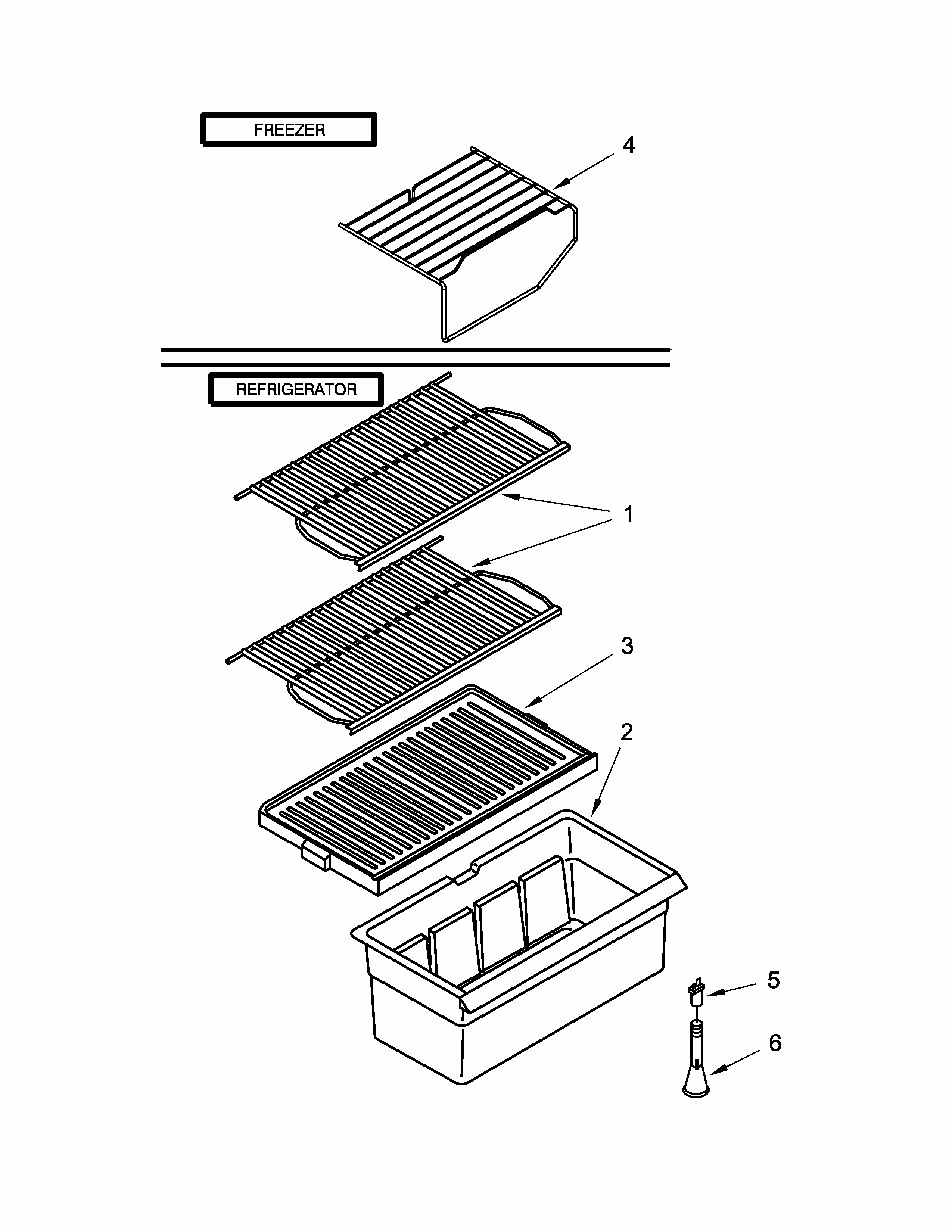 Shelf Parts Diagram and Parts List for ST14CKXDQ00  Whirlpool Refrigerator