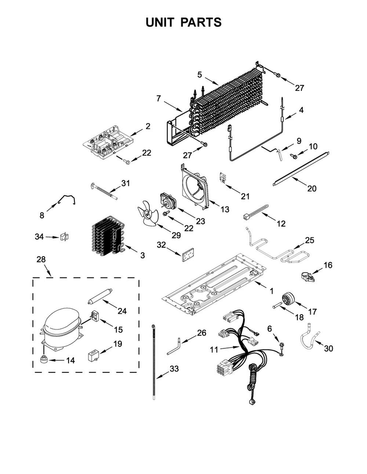 Unit Parts Diagram and Parts List for WRT519SZDB02  Whirlpool Refrigerator