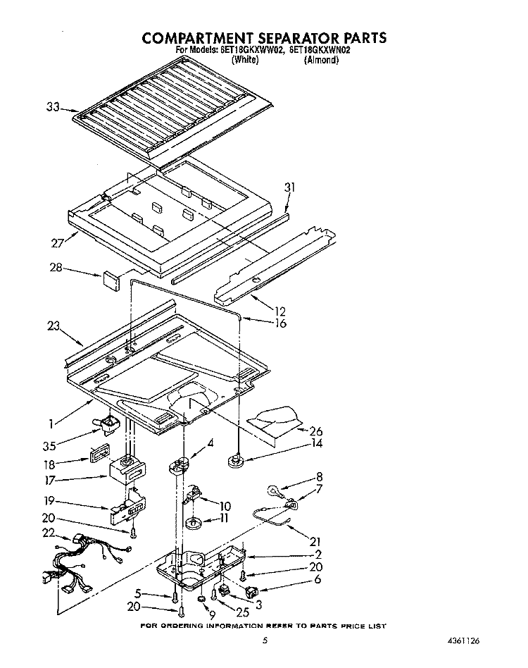 COMPARTMENT SEPARATOR Diagram and Parts List for 6ET18GKXWN02  Whirlpool Refrigerator