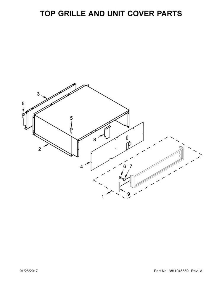 Upper Unit Parts Diagram and Parts List for KBFN502EPA02  KitchenAid Refrigerator