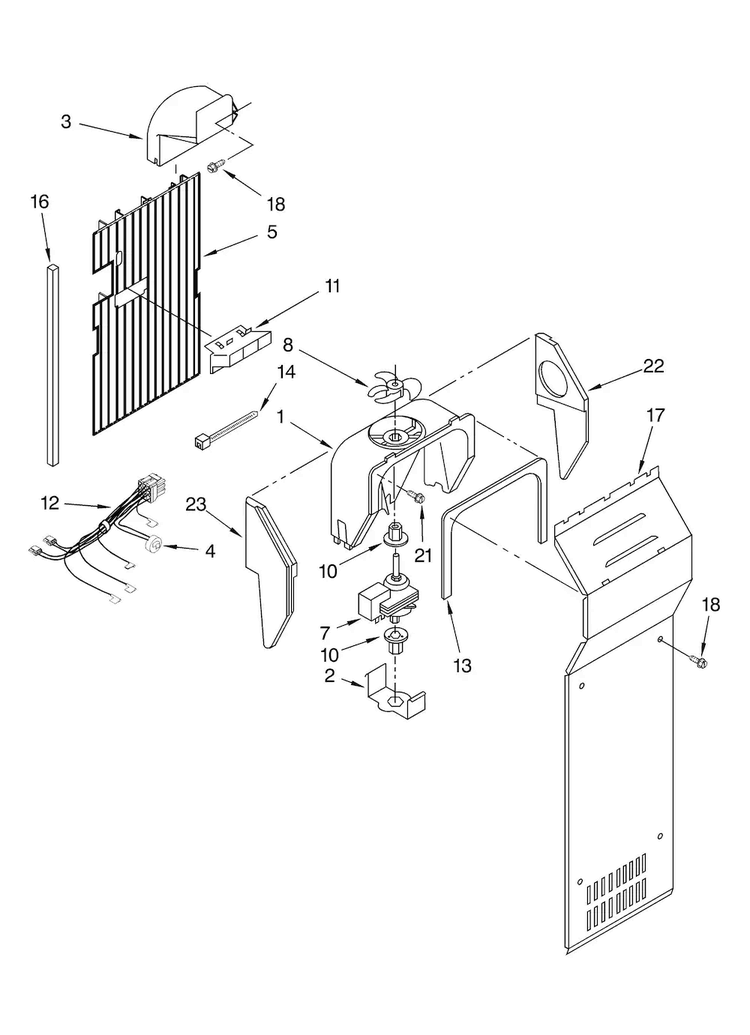 Air Flow Parts Diagram and Parts List for ED5LHGXNT00  Whirlpool Refrigerator