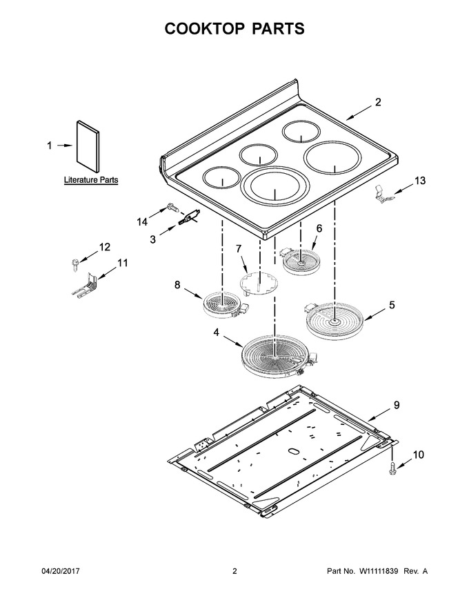 Cooktop Parts Diagram and Parts List for YKFEG510ESS2  KitchenAid Range