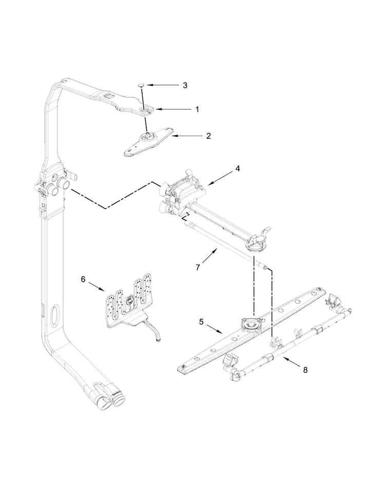 Upper Wash And Rinse Parts Diagram and Parts List for KDTM404ESS1  KitchenAid Dishwasher