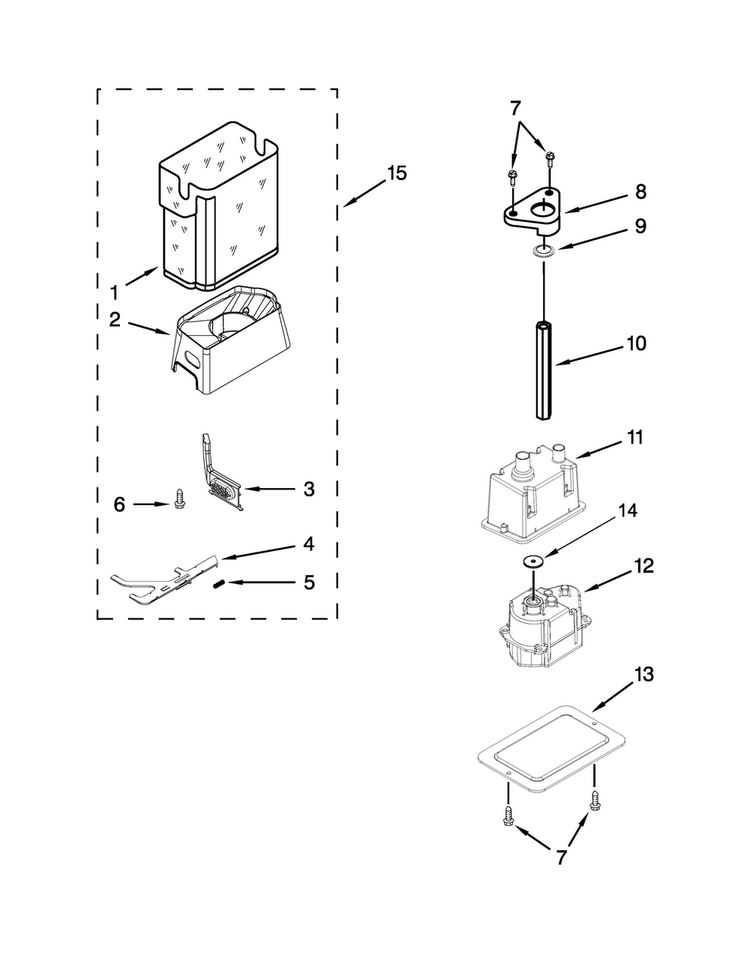 Motor And Ice Container Parts Diagram and Parts List for KBSD502ESS00  KitchenAid Refrigerator
