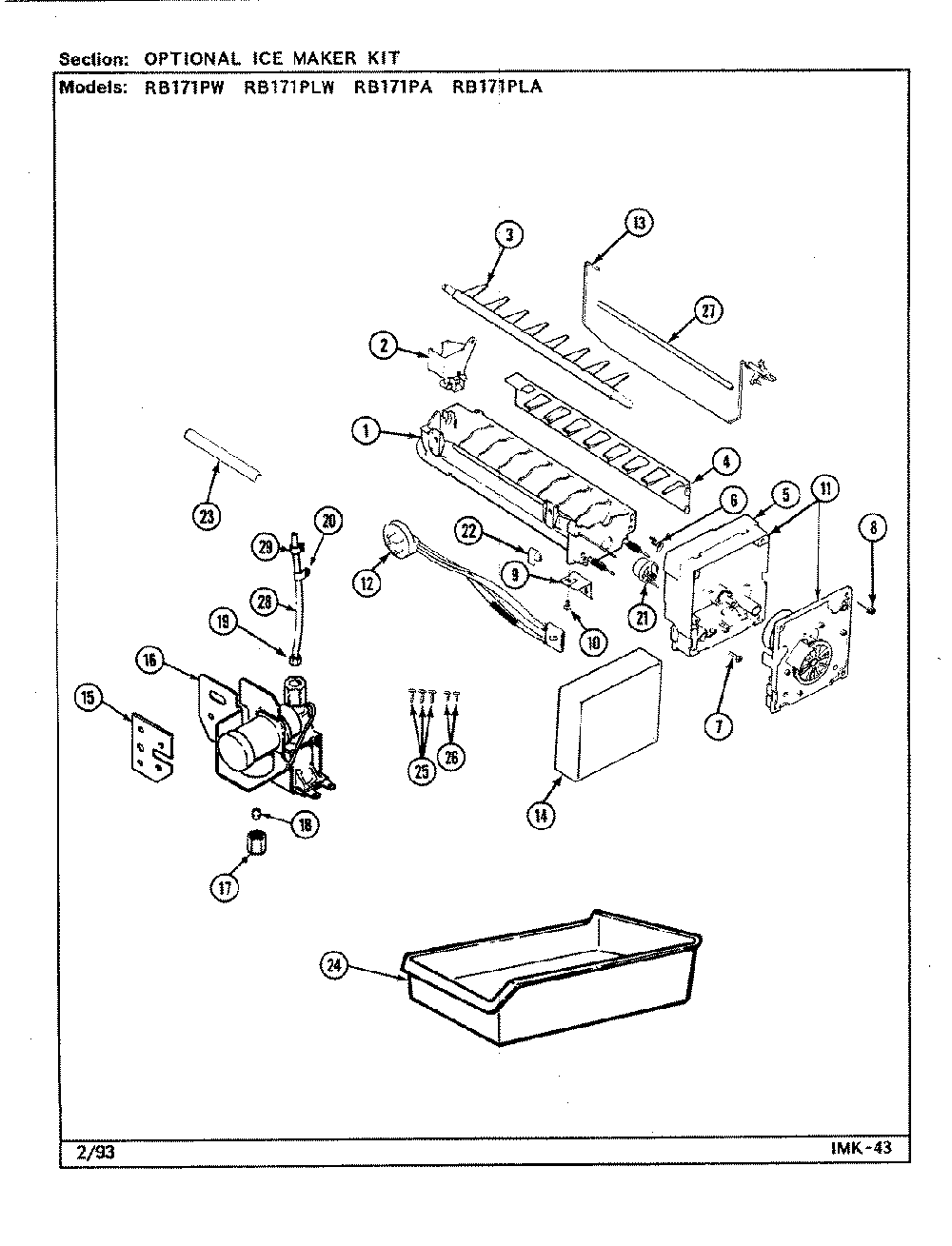 05 - Optional Ice Maker Kit Diagram and Parts List for RB171PLA  Whirlpool Refrigerator