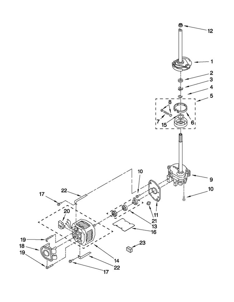 Brake, Clutch, Gearcase, Motor And Pump Parts Diagram and Parts List for 11088732799  Kenmore Washer Dryer Combo