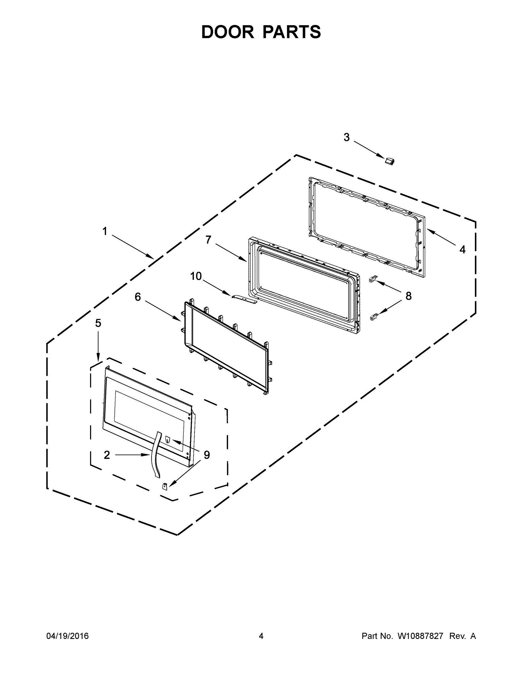 03 - DOOR PARTS Diagram and Parts List for YWMH53520CB1  Whirlpool Microwave