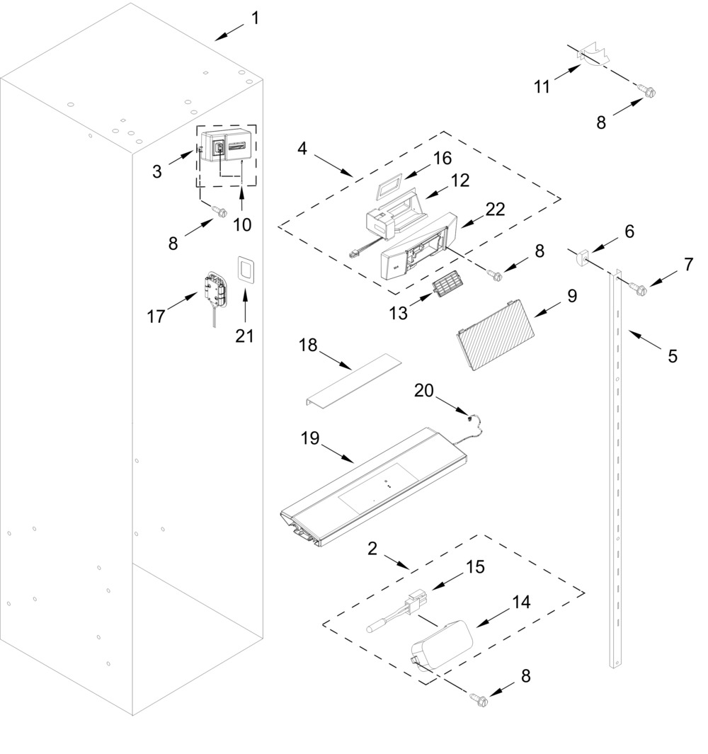 Refrigerator Liner And Control Parts Diagram and Parts List for JBSFS48NMX25  Whirlpool Refrigerator
