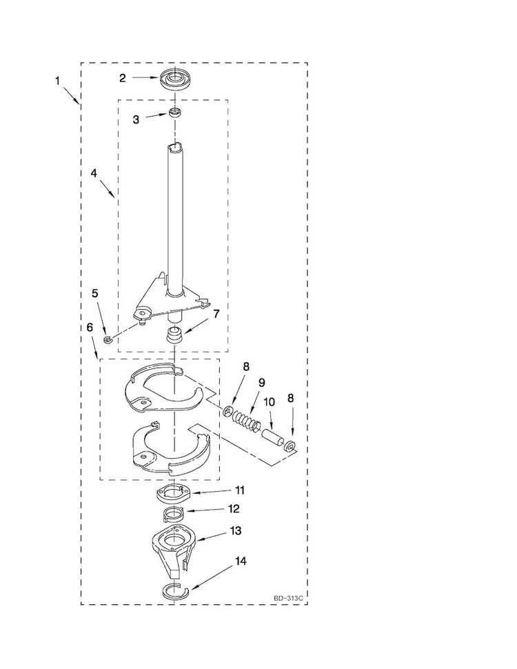 Brake And Drive Tube Parts Diagram and Parts List for 11088732799  Kenmore Washer Dryer Combo