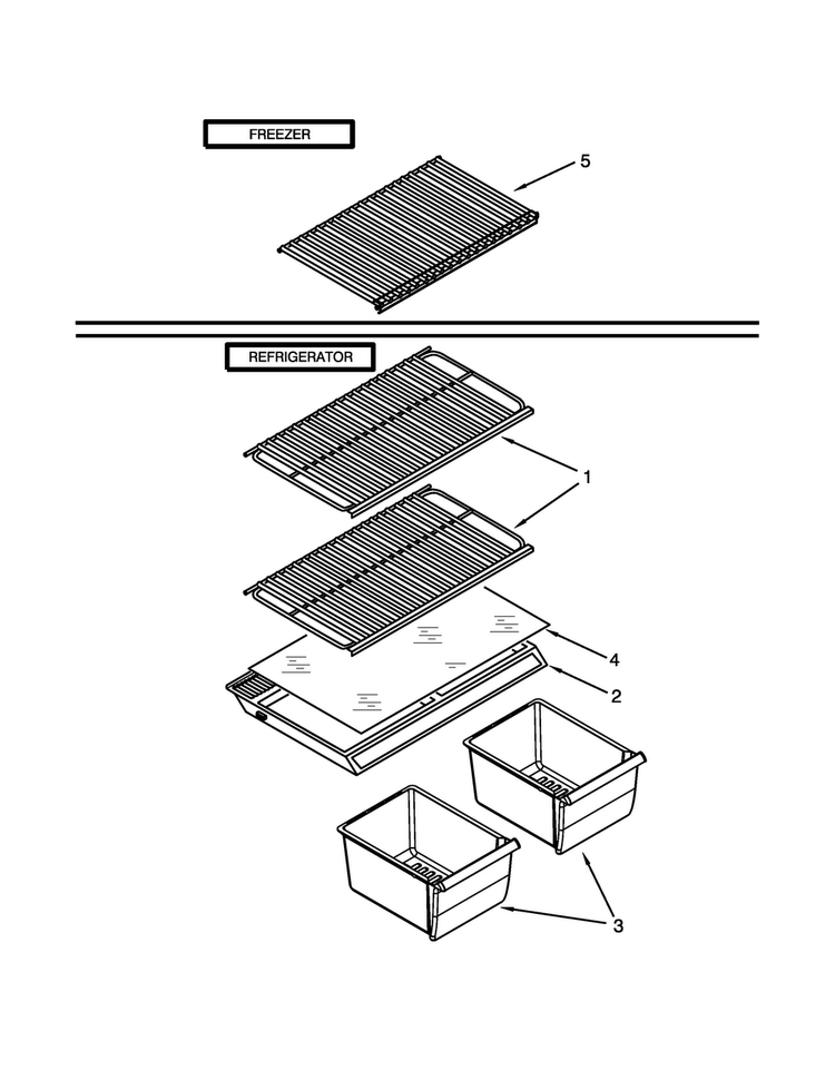 Shelf Parts Diagram and Parts List for W8TXEWFYQ03  Whirlpool Refrigerator