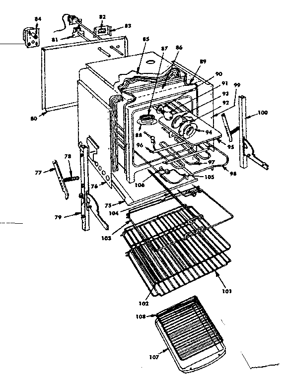 Oven Parts Diagram and Parts List for 1554557080  Kenmore Range