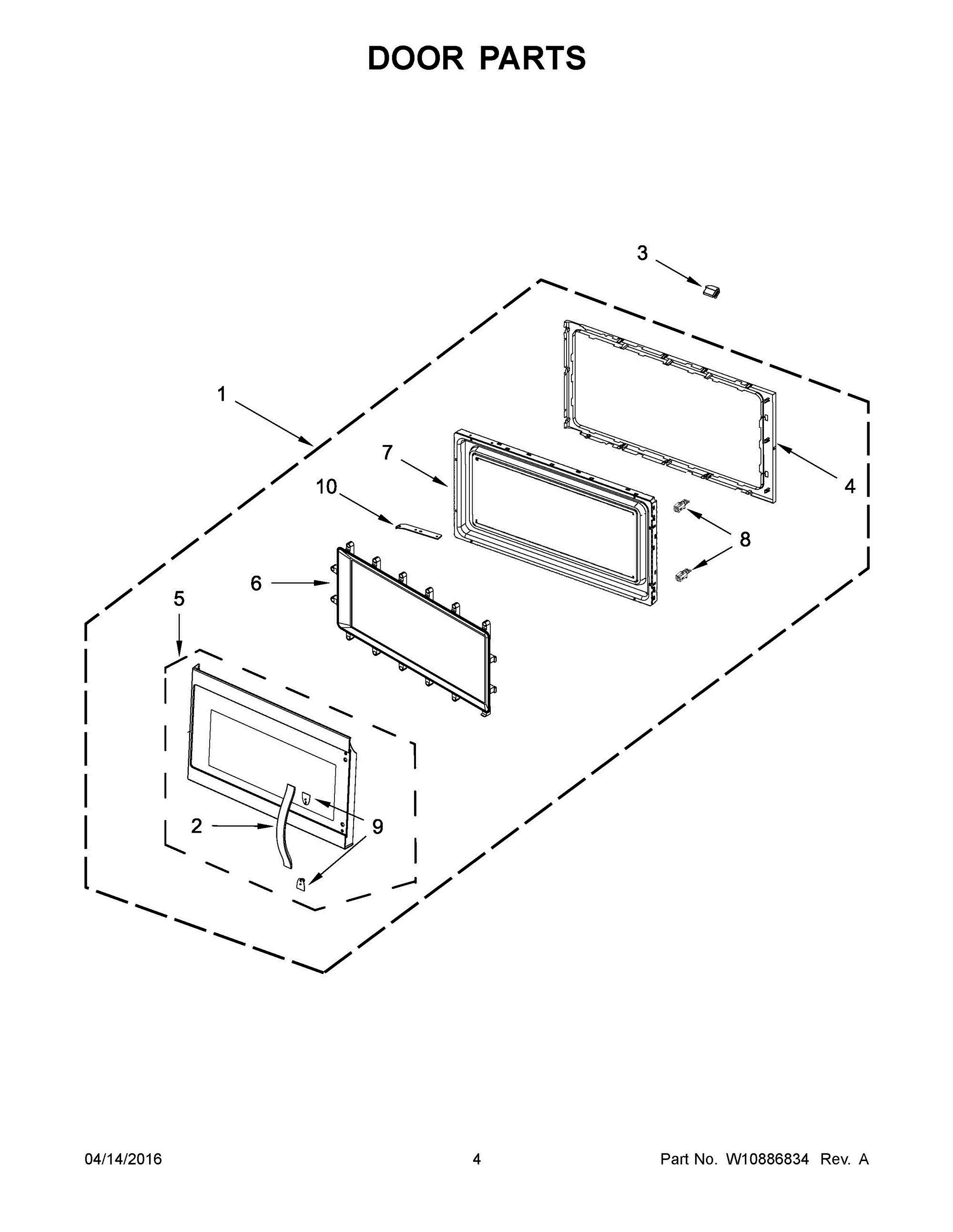 03 - DOOR PARTS Diagram and Parts List for YKMHS120EB1  Whirlpool Microwave