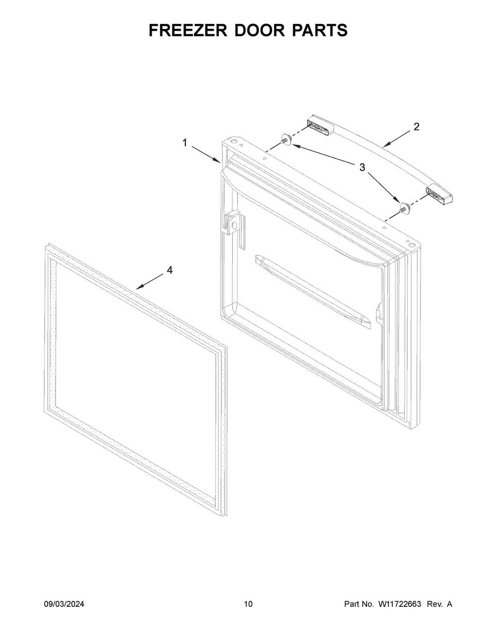 06 - Freezer Door Parts Diagram and Parts List for ABB2224BRB05  Whirlpool Refrigerator