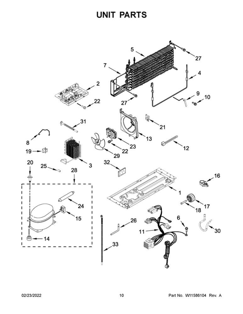 Unit Parts Diagram and Parts List for WRT318FZDM09  Whirlpool Refrigerator