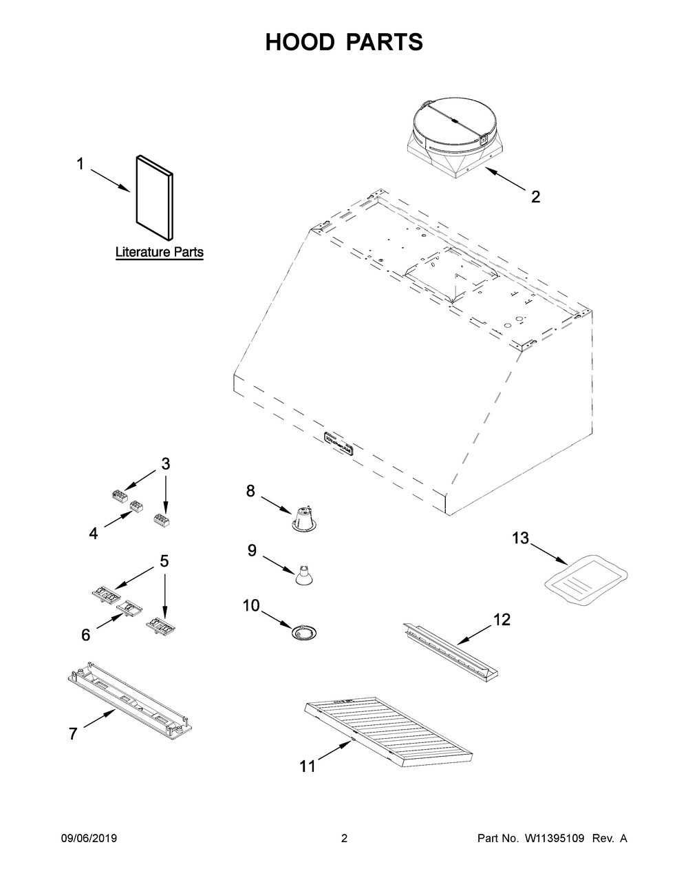 Hood Parts Diagram and Parts List for KVWC906JSS0  Whirlpool Range Hood