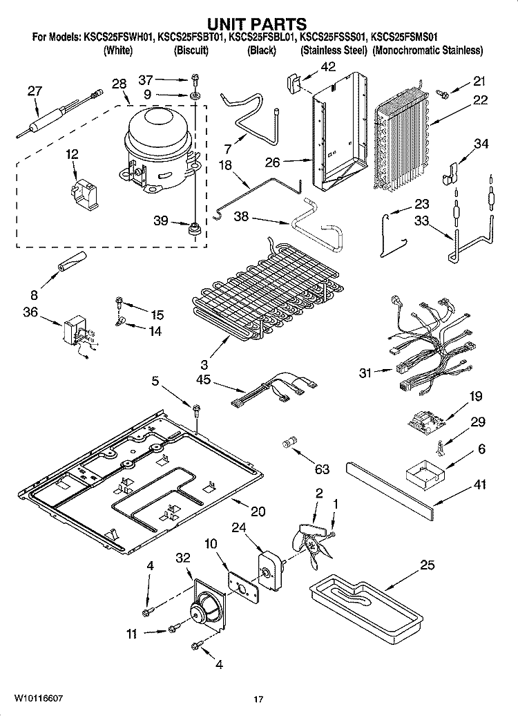 UNIT PARTS Diagram and Parts List for KSCS25FSMS01  KitchenAid Refrigerator