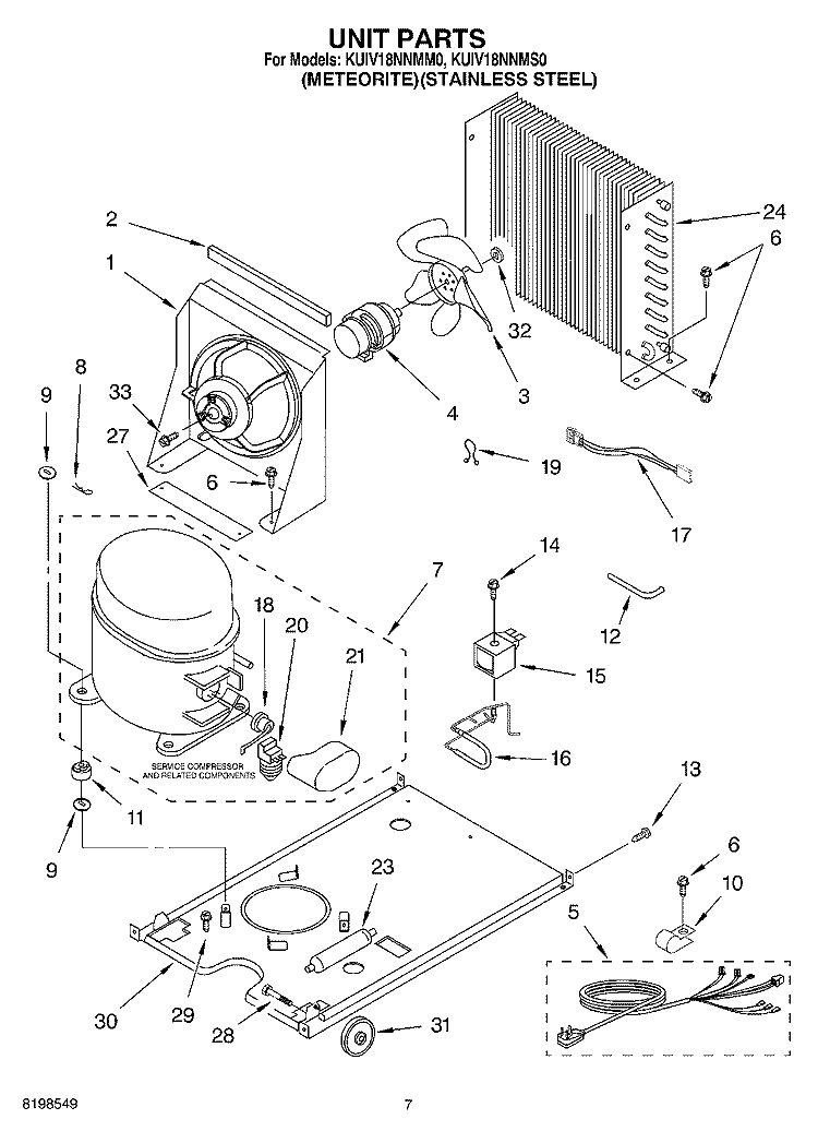 UNIT PARTS Diagram and Parts List for KUIV18NNMM0  KitchenAid Ice Maker