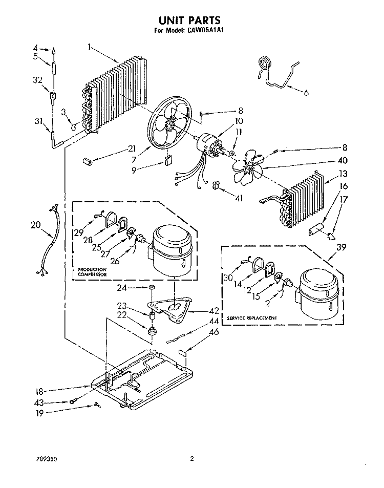 UNIT Diagram and Parts List for CAW05A1A1  Whirlpool Air Conditioner