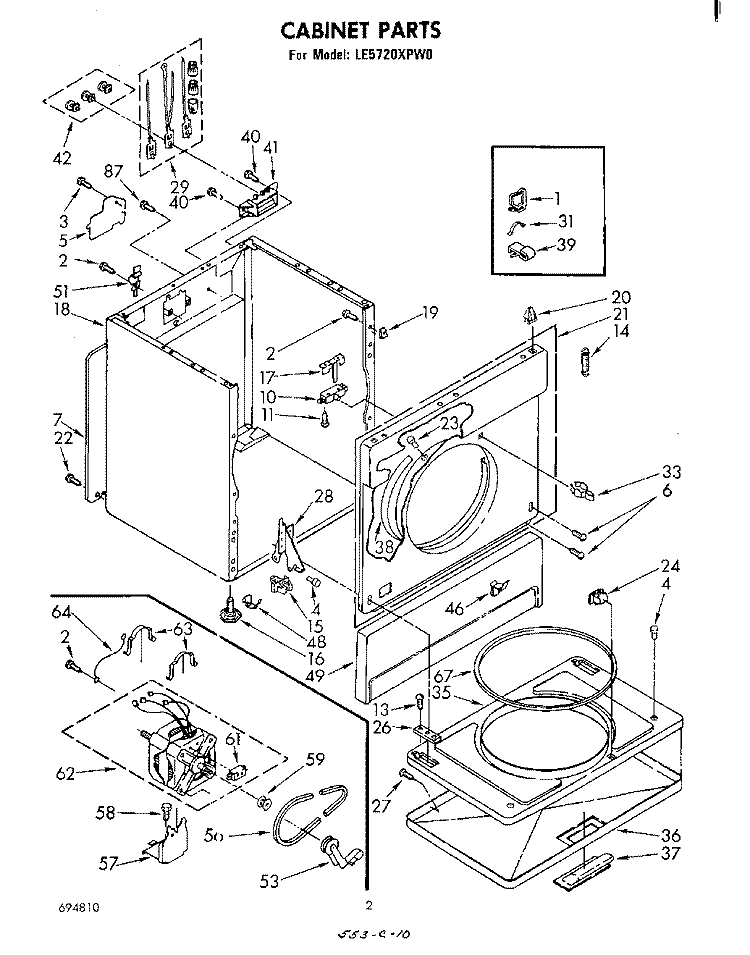 SECTION Diagram and Parts List for LE5720XPW0  Whirlpool Dryer