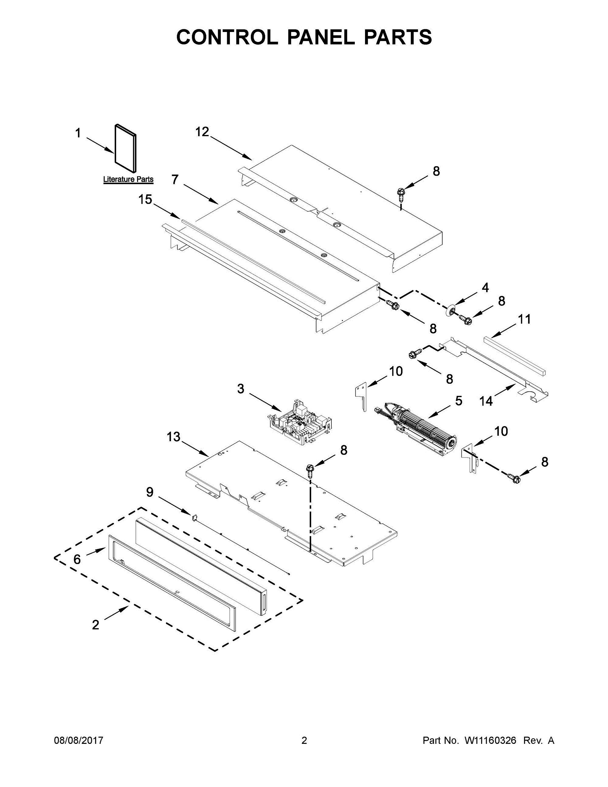 02 - CONTROL PANEL PARTS Diagram and Parts List for WOSA2EC0HZ00  Whirlpool Wall Oven