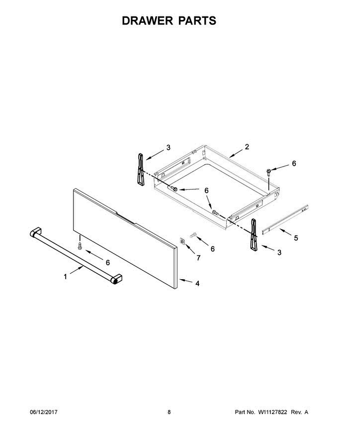 05 - Drawer Parts Diagram and Parts List for KSEG700EBS2  KitchenAid Range