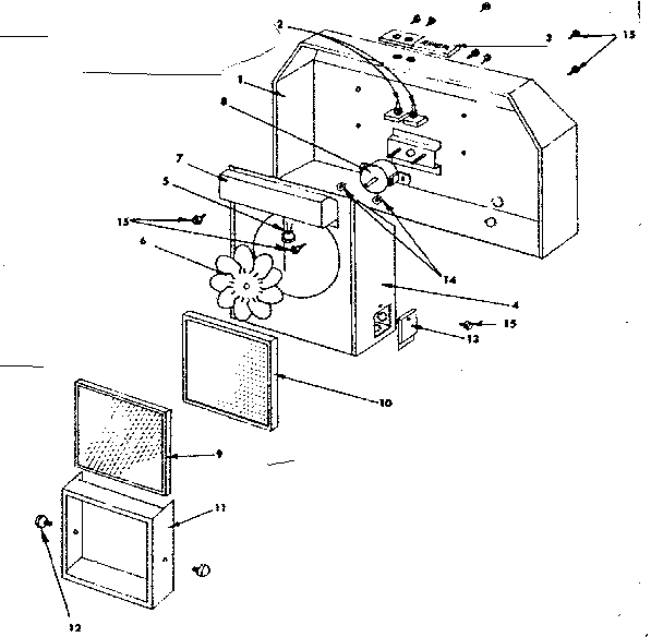 Ductless Range Hood Diagram and Parts List for 1555377060  Kenmore Range Hood