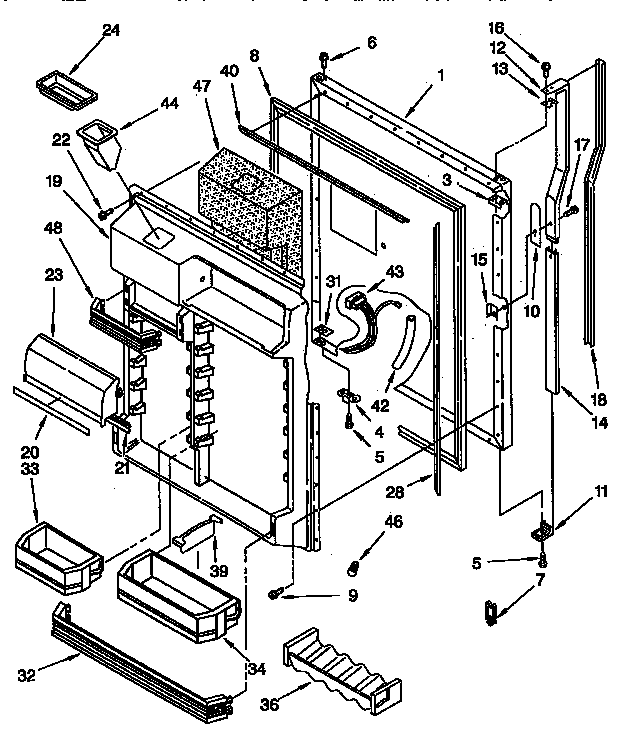 Refrigerator Door Diagram and Parts List for KTRS22QABL01  KitchenAid Refrigerator