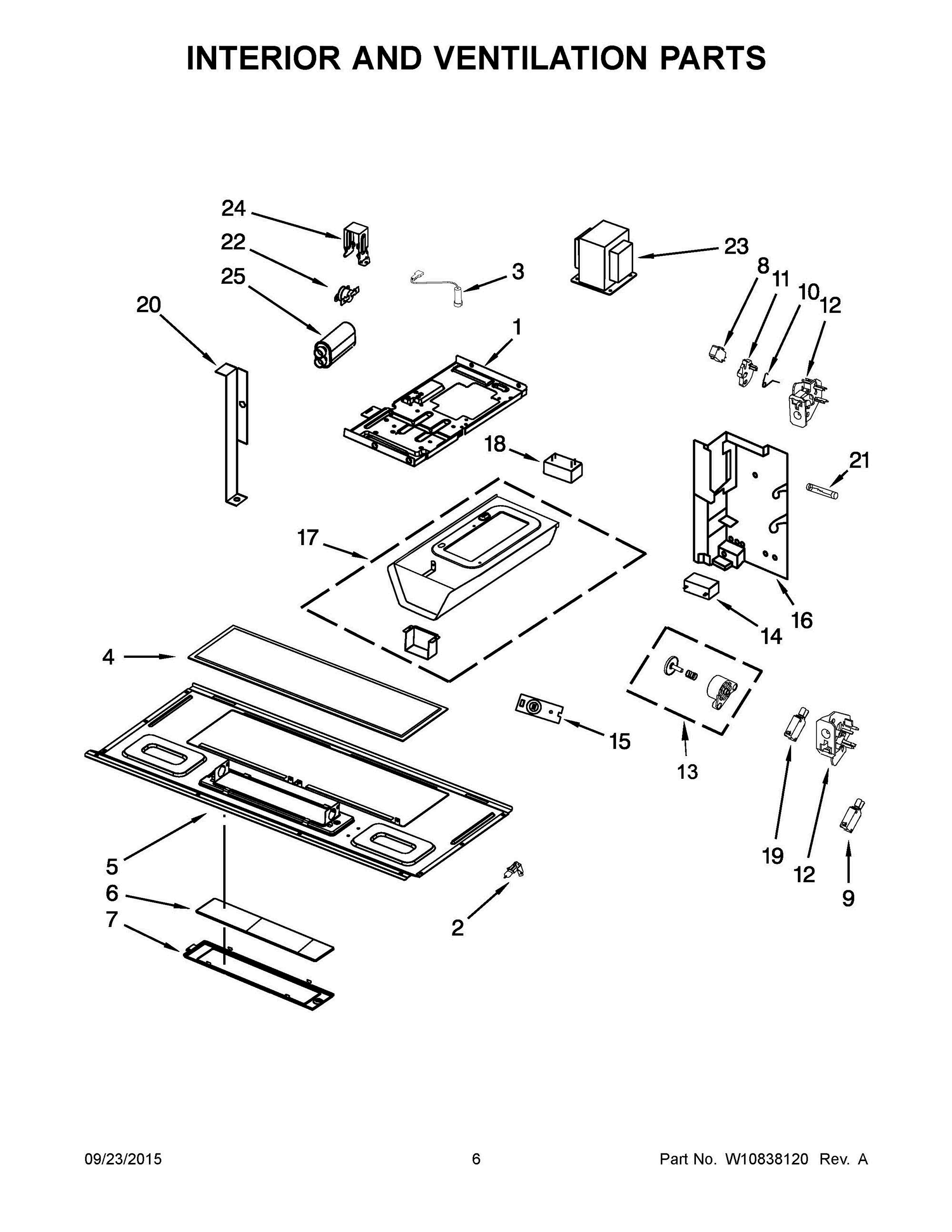 04 - INTERIOR AND VENTILATION PARTS Diagram and Parts List for YKHMS2040BS1  Whirlpool Microwave