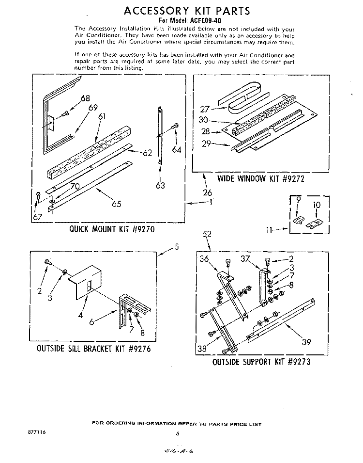 ACCESSORY KIT Diagram and Parts List for A0W23W10  Whirlpool Air Conditioner