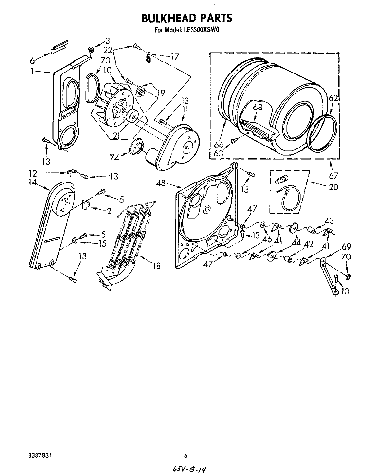SECTION Diagram and Parts List for LE3300XSW0  Whirlpool Dryer
