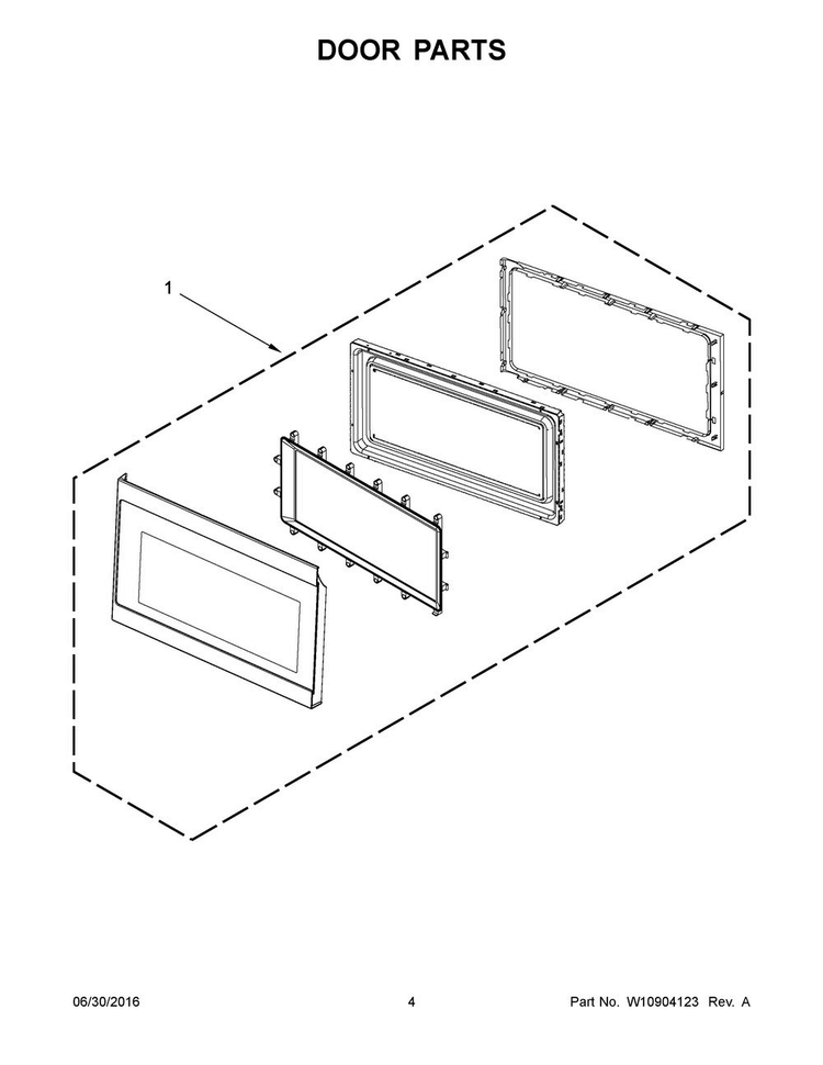 Door Parts Diagram and Parts List for UMV1160FB0  Whirlpool Microwave