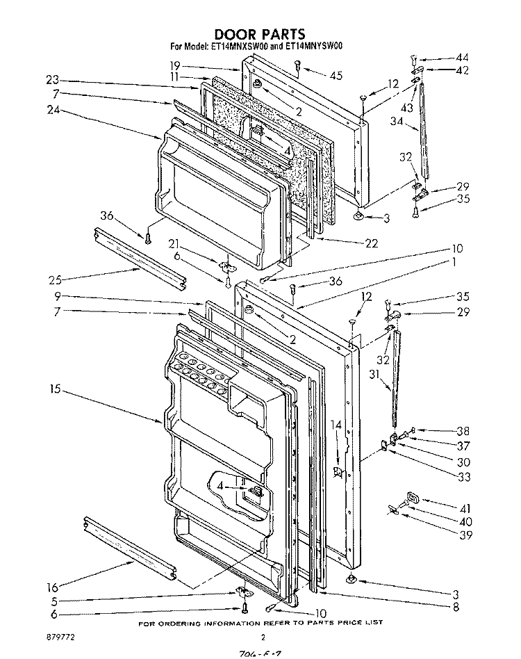 DOOR Diagram and Parts List for ET14MNXSW00  Whirlpool Refrigerator