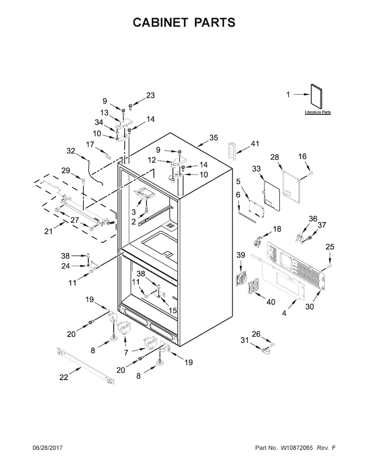 Cabinet Parts Diagram and Parts List for WRF995FIFZ00  Whirlpool Refrigerator