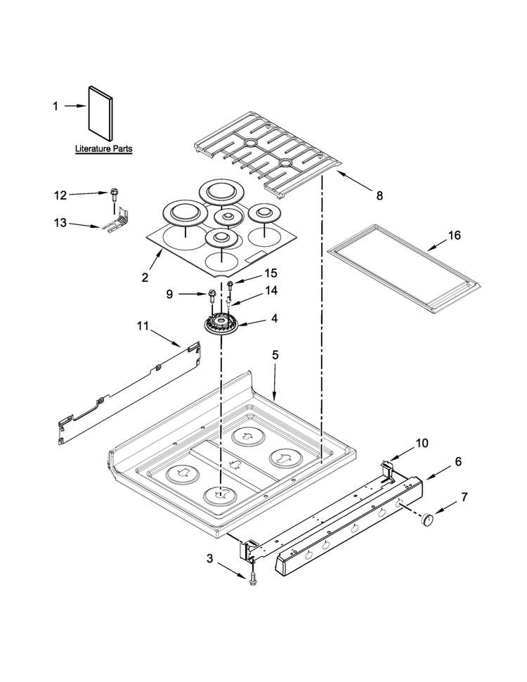 Cooktop Parts Diagram and Parts List for WFG720H0AS2  Whirlpool Range