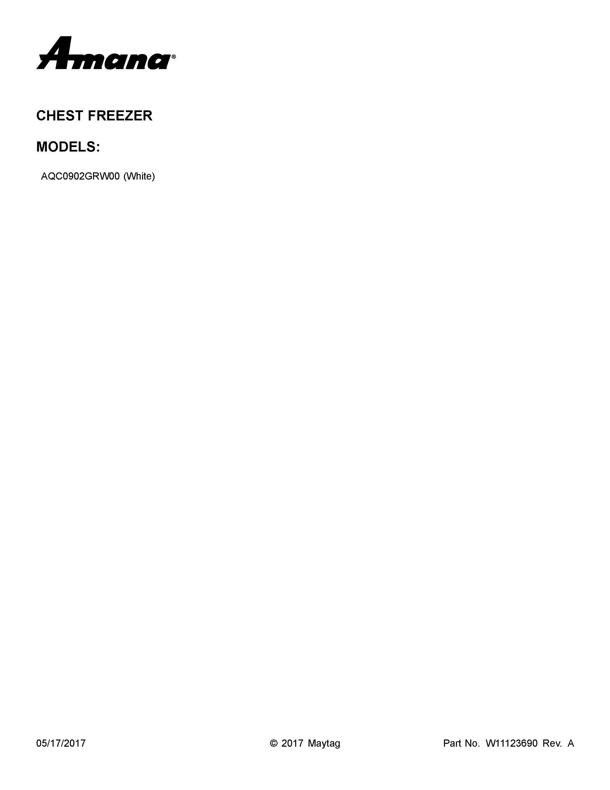 01 - COVER SHEET Diagram and Parts List for AQC0902GRW00  Whirlpool Freezer