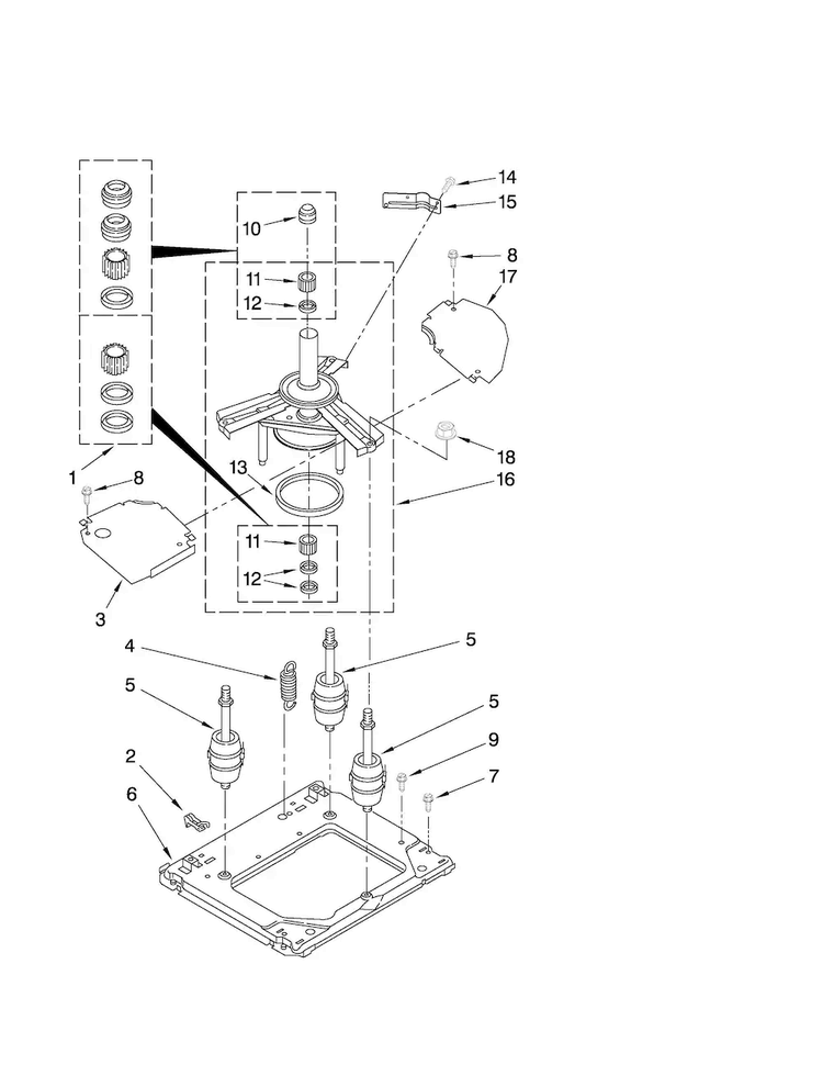Machine Base Parts Diagram and Parts List for 11088732798  Kenmore Washer Dryer Combo