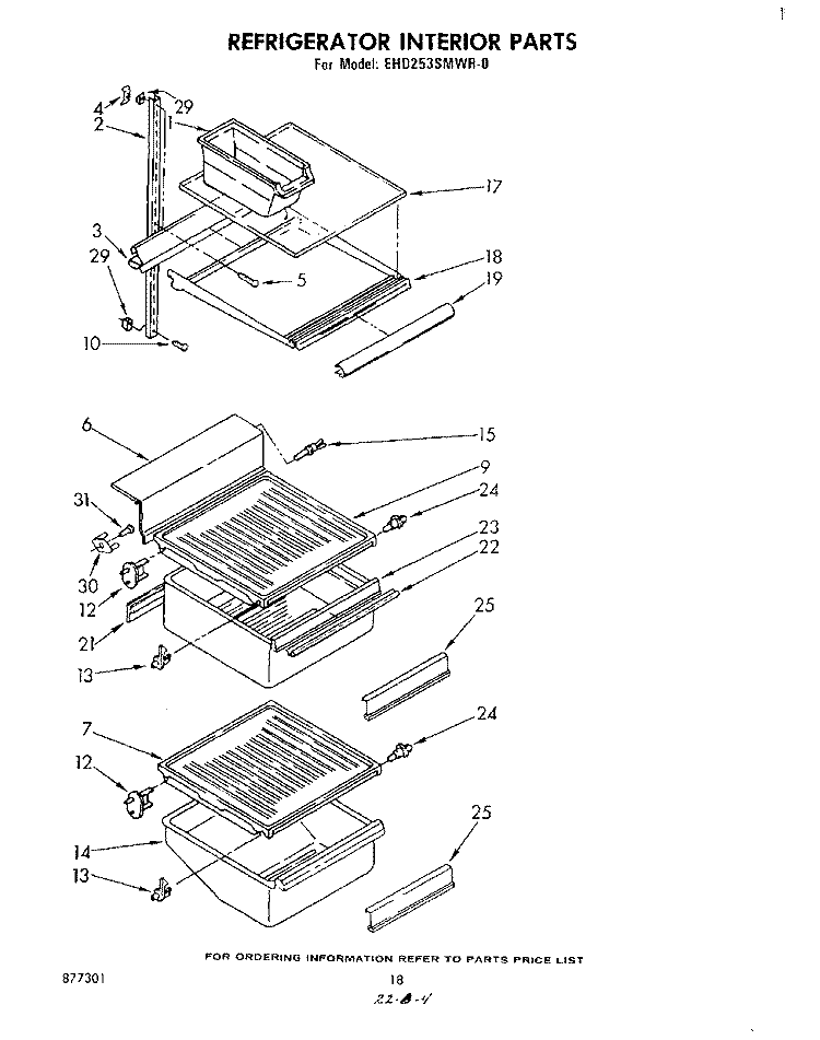 REFRIGERATOR INTERIOR Diagram and Parts List for EHD253SMWR0  Whirlpool Refrigerator