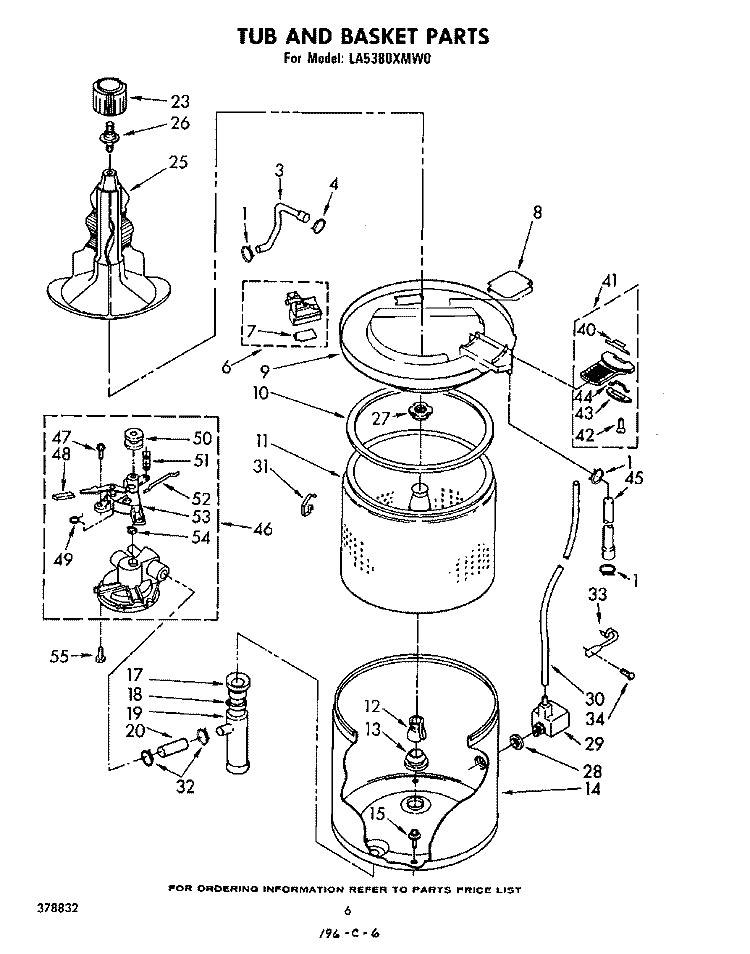 TUB AND BASKET Diagram and Parts List for LA5380XMW0  Whirlpool Washer