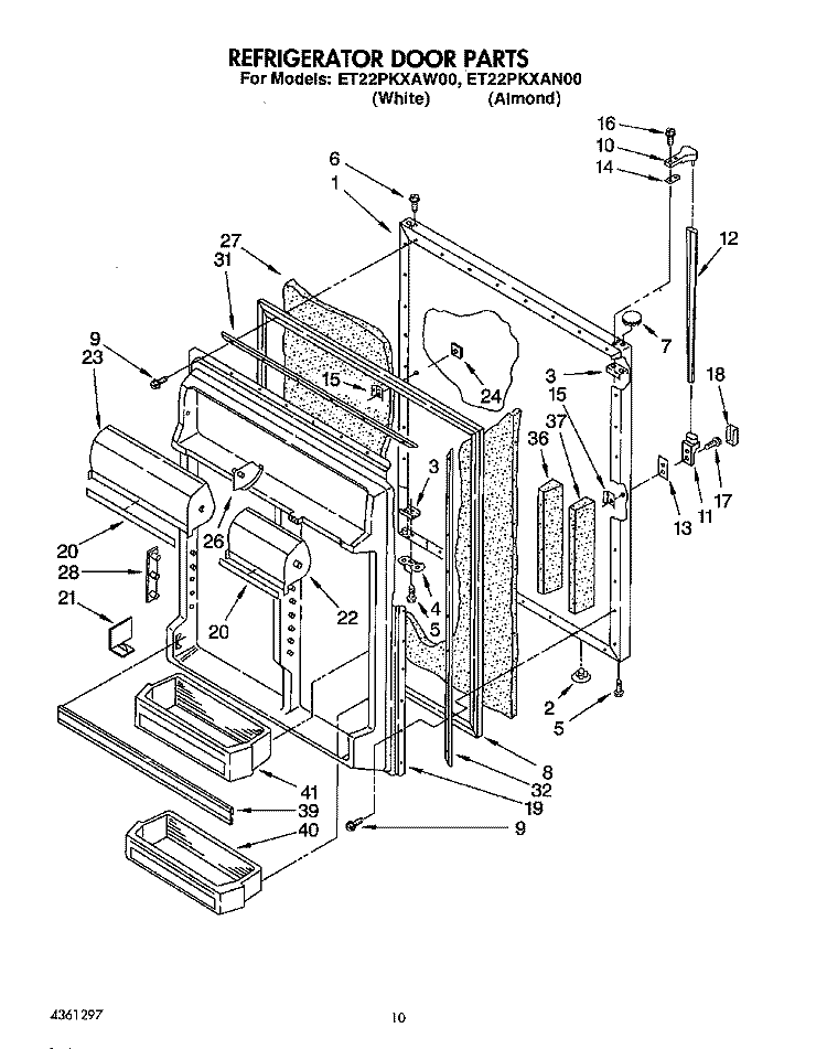 REFRIGERATOR DOOR Diagram and Parts List for ET22PKXAN00  Whirlpool Refrigerator