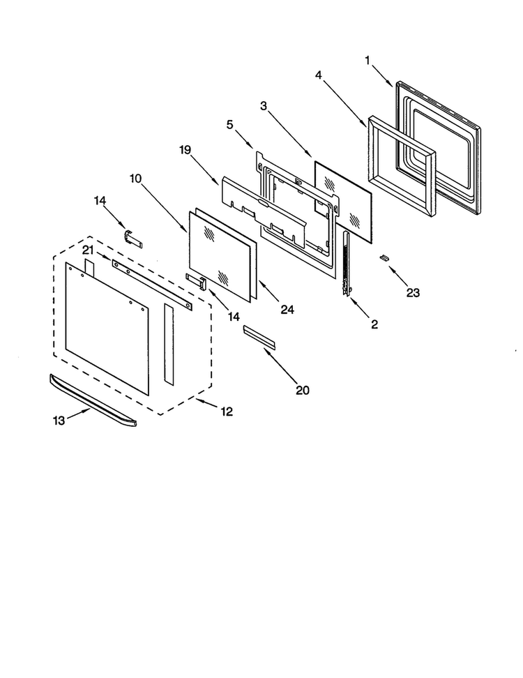 Oven Door Diagram and Parts List for GSC308PJS1  Whirlpool Microwave Oven Combo