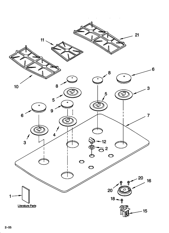 Diagram 1 Diagram and Parts List for KGCC566HBL04  KitchenAid Cooktop