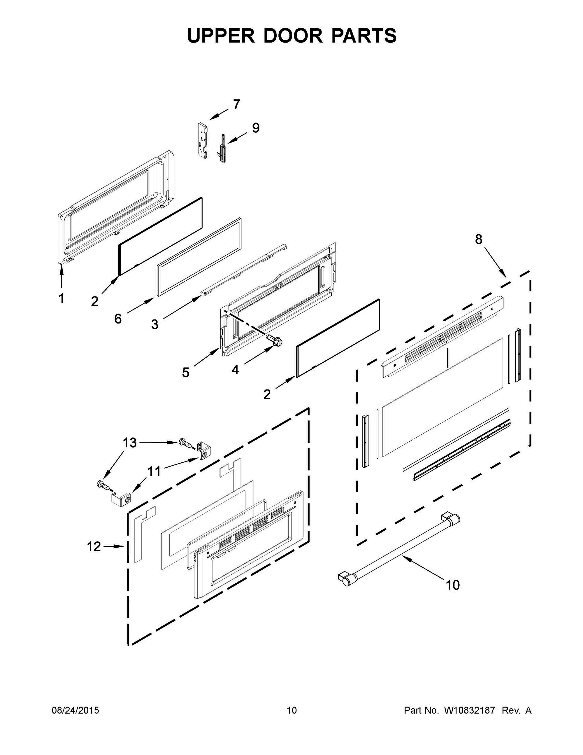 06 - UPPER DOOR PARTS Diagram and Parts List for YMET8720DH02  Whirlpool Range