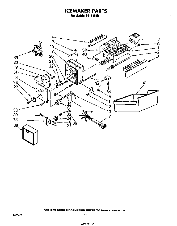 Ice Maker Diagram and Parts List for 8614*0B  Roper Refrigerator