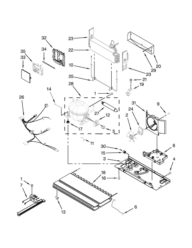 Unit Parts Diagram and Parts List for 10672009015  Kenmore Refrigerator