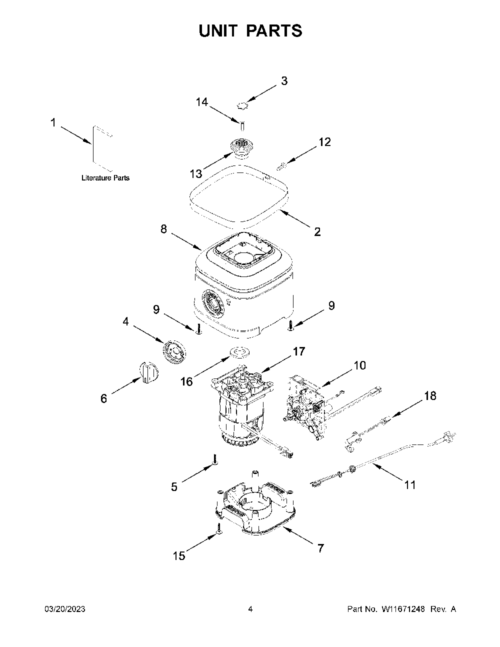 Unit Parts Diagram and Parts List for 5KSB4026RHI0  KitchenAid Blender