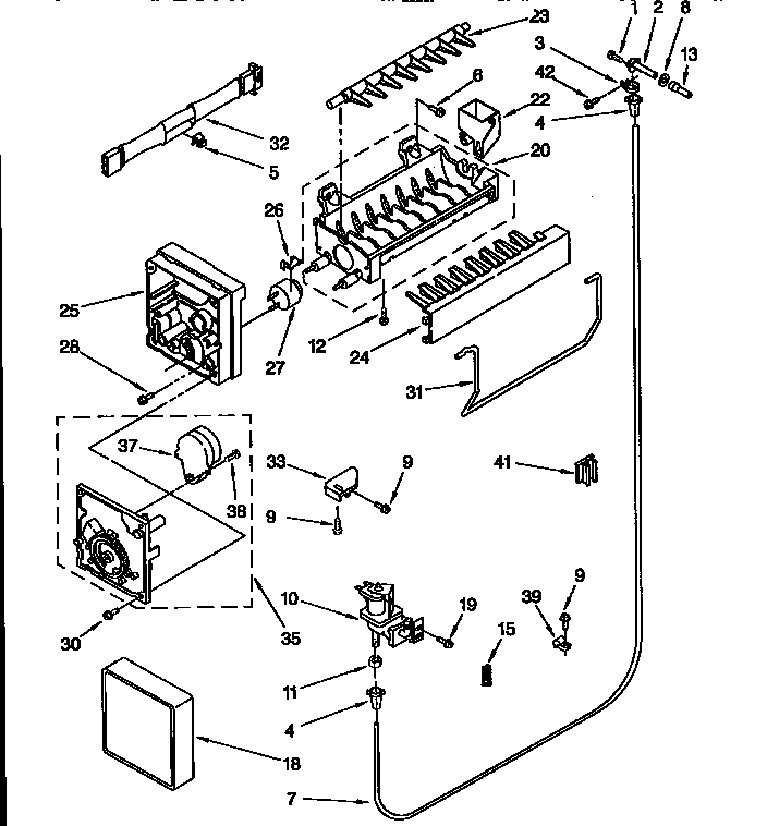 Icemaker Parts Diagram and Parts List for ED25DMXDW00  Whirlpool Refrigerator
