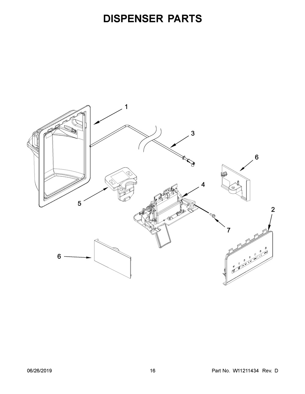 Dispenser Parts Diagram and Parts List for WRS555SIHB00  Whirlpool Refrigerator