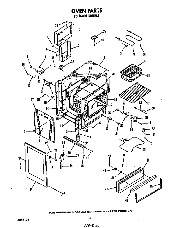 Oven Diagram and Parts List for N9157*1  Roper Range