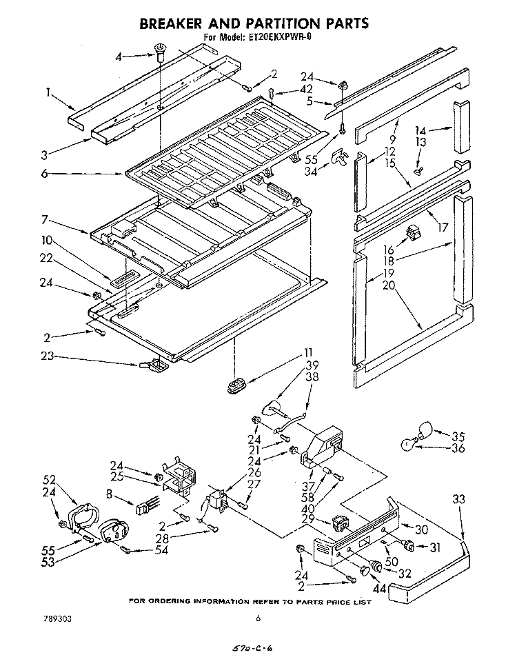 BREAKER AND PARTITION Diagram and Parts List for ET20EKXPWR0  Whirlpool Refrigerator