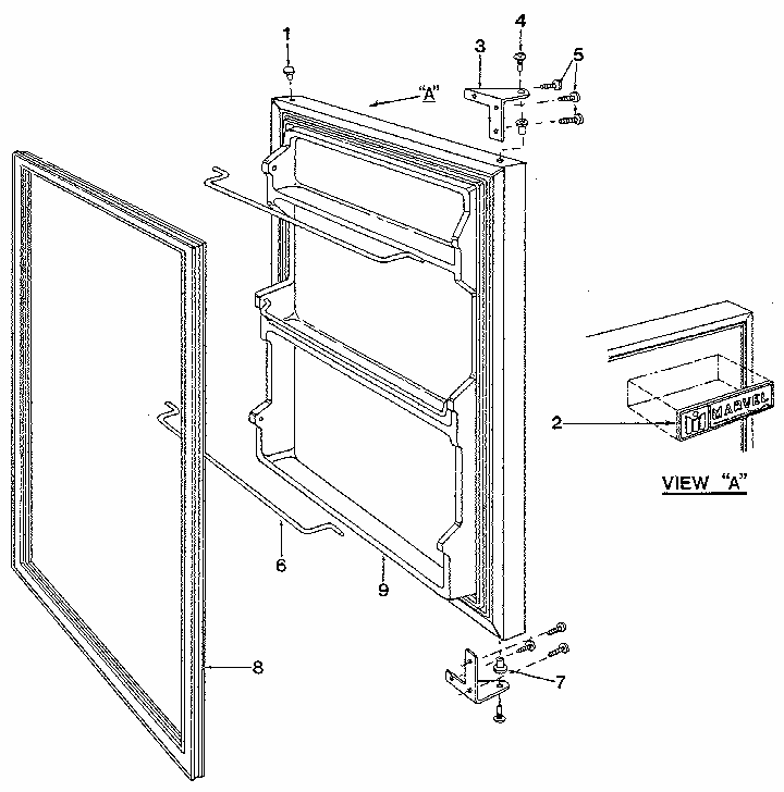 Door Diagram and Parts List for 61AR  Whirlpool Refrigerator